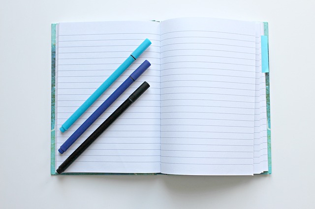 Notebook with three pens
