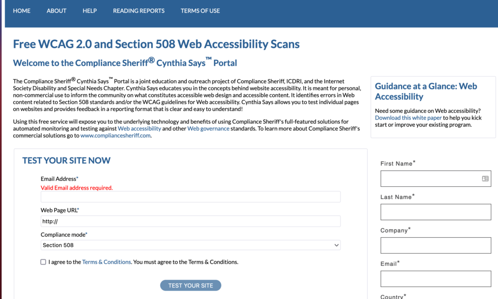 Cynthia Says Web Accessibility tool for Education Purpose
